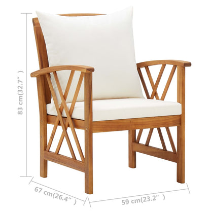 vidaXL 4-tlg. Garten-Lounge-Set mit Auflagen Massivholz Akazie