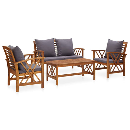 vidaXL 4-tlg. Garten-Lounge-Set mit Auflagen Massivholz Akazie