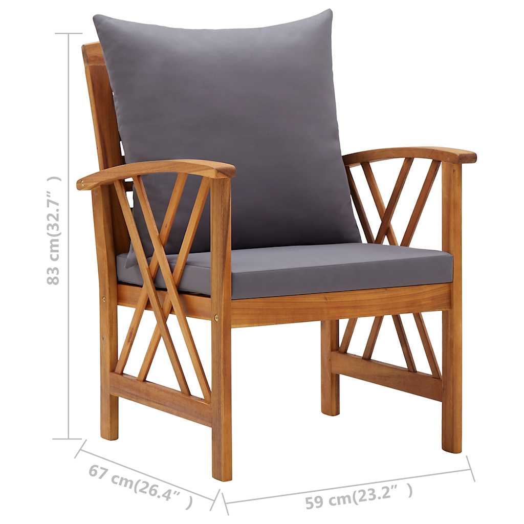 vidaXL 4-tlg. Garten-Lounge-Set mit Auflagen Massivholz Akazie