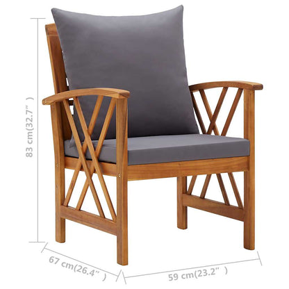 vidaXL 4-tlg. Garten-Lounge-Set mit Auflagen Massivholz Akazie