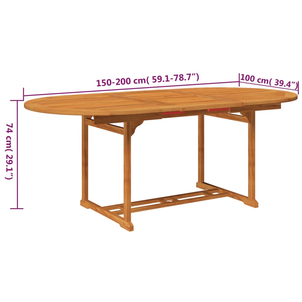 vidaXL 5-tlg. Garten-Essgruppe Massivholz Akazie 150-200 cm