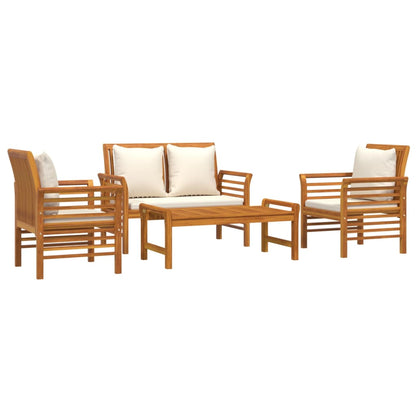 vidaXL Salon de jardin 4 pcs avec coussins Bois d'acacia massif