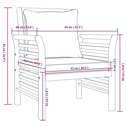 vidaXL Salon de jardin 4 pcs avec coussins Bois d'acacia massif