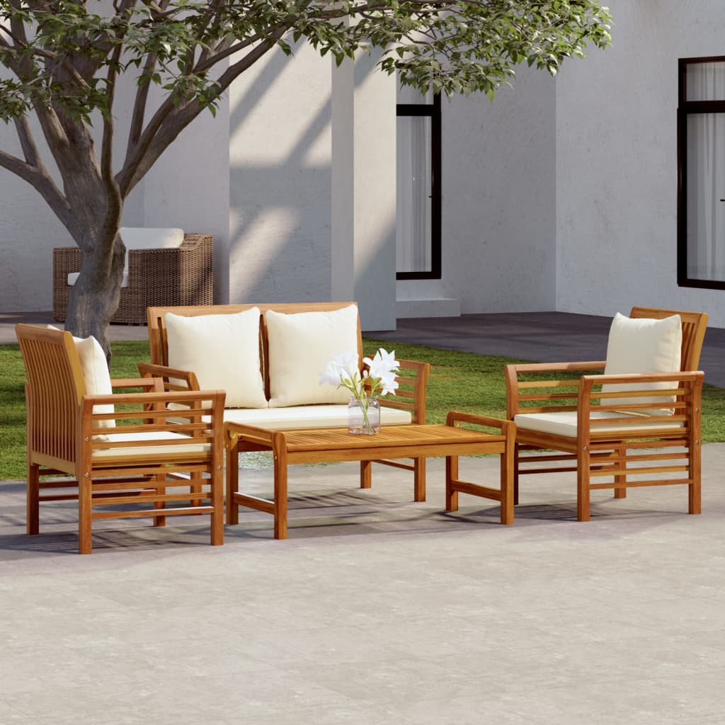 vidaXL Salon de jardin 4 pcs avec coussins Bois d'acacia massif
