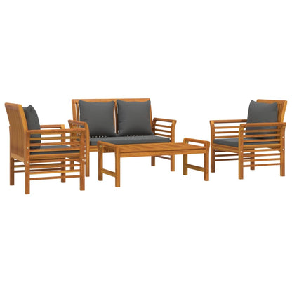 vidaXL Salon de jardin 4 pcs avec coussins Bois d'acacia massif