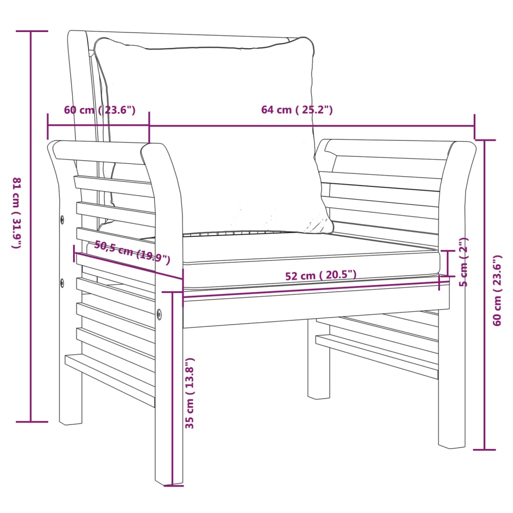 vidaXL Salon de jardin 4 pcs avec coussins Bois d'acacia massif