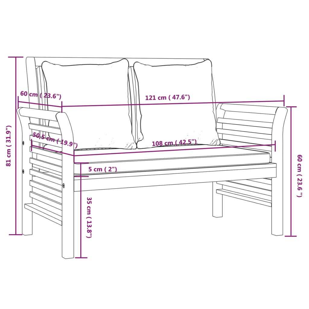 vidaXL Salon de jardin 4 pcs avec coussins Bois d'acacia massif