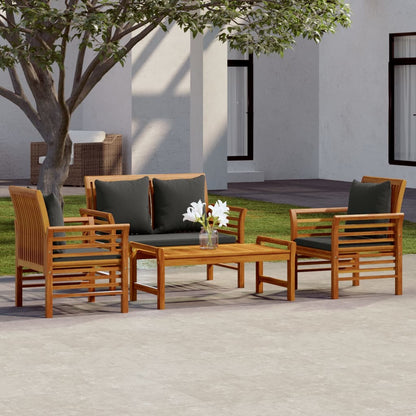 vidaXL Salon de jardin 4 pcs avec coussins Bois d'acacia massif