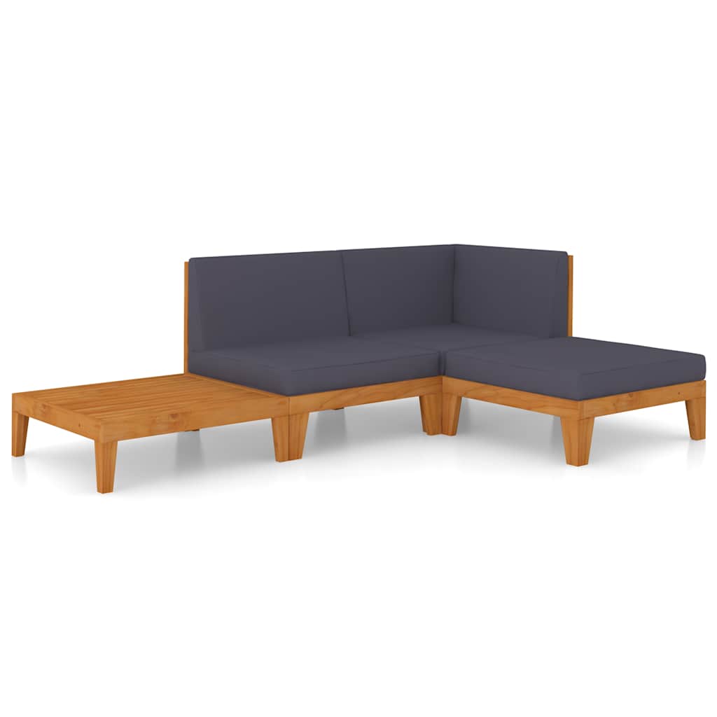 vidaXL Salon de jardin 4 pcs avec coussins Bois d'acacia massif