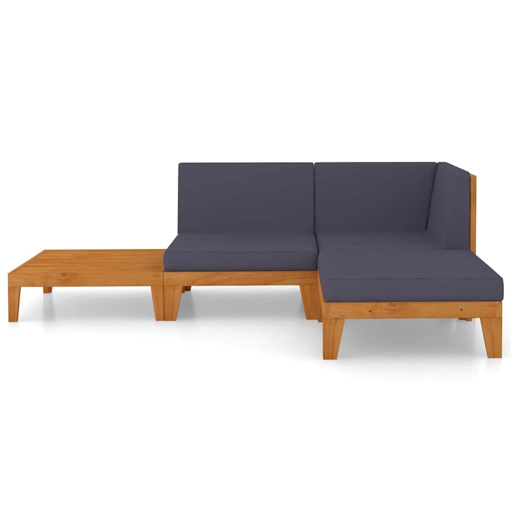 vidaXL Salon de jardin 4 pcs avec coussins Bois d'acacia massif