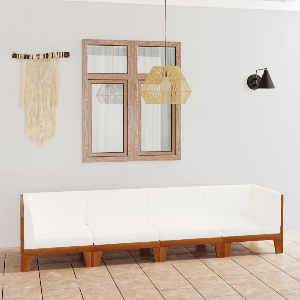 vidaXL Ensemble de mobilier de jardin 4 pcs avec coussins Bois d'acacia massif
