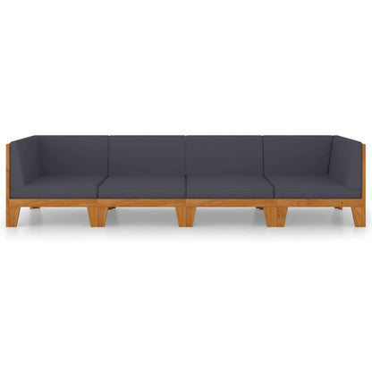 vidaXL Ensemble de mobilier de jardin 4 pcs avec coussins Bois d'acacia massif