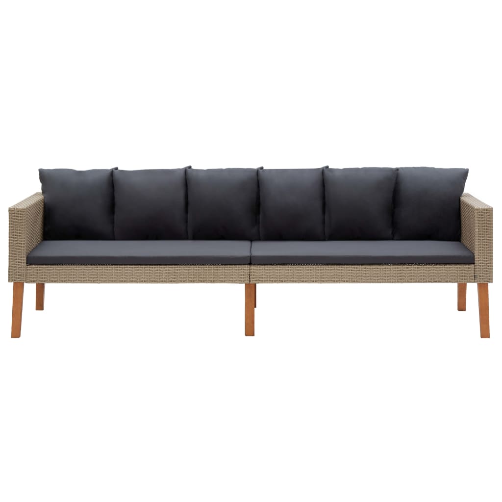 vidaXL Salon de jardin 4 pcs avec coussins résine tressée beige
