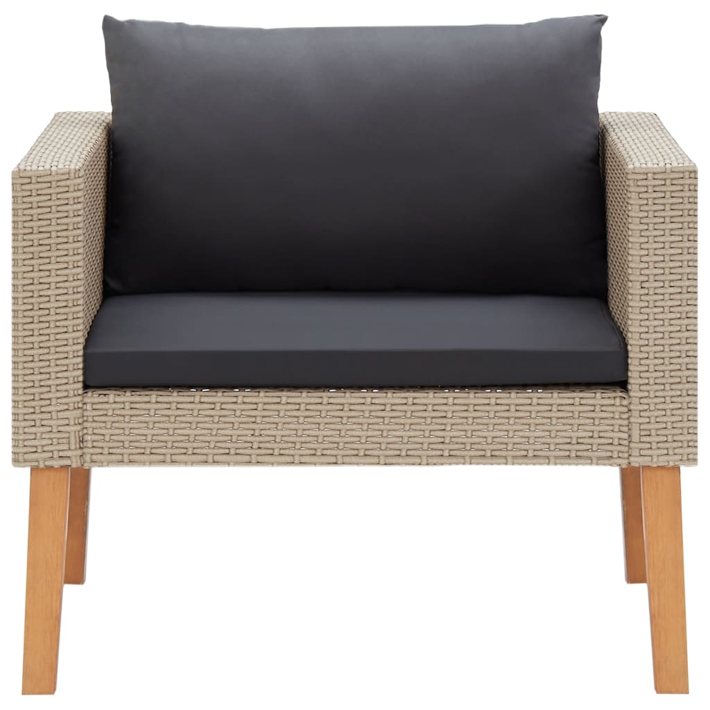 vidaXL Salon de jardin 4 pcs avec coussins résine tressée beige
