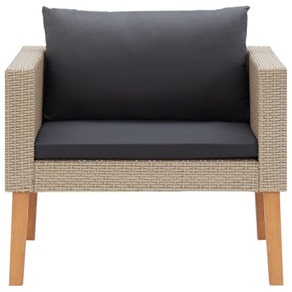 vidaXL Salon de jardin 4 pcs avec coussins résine tressée beige