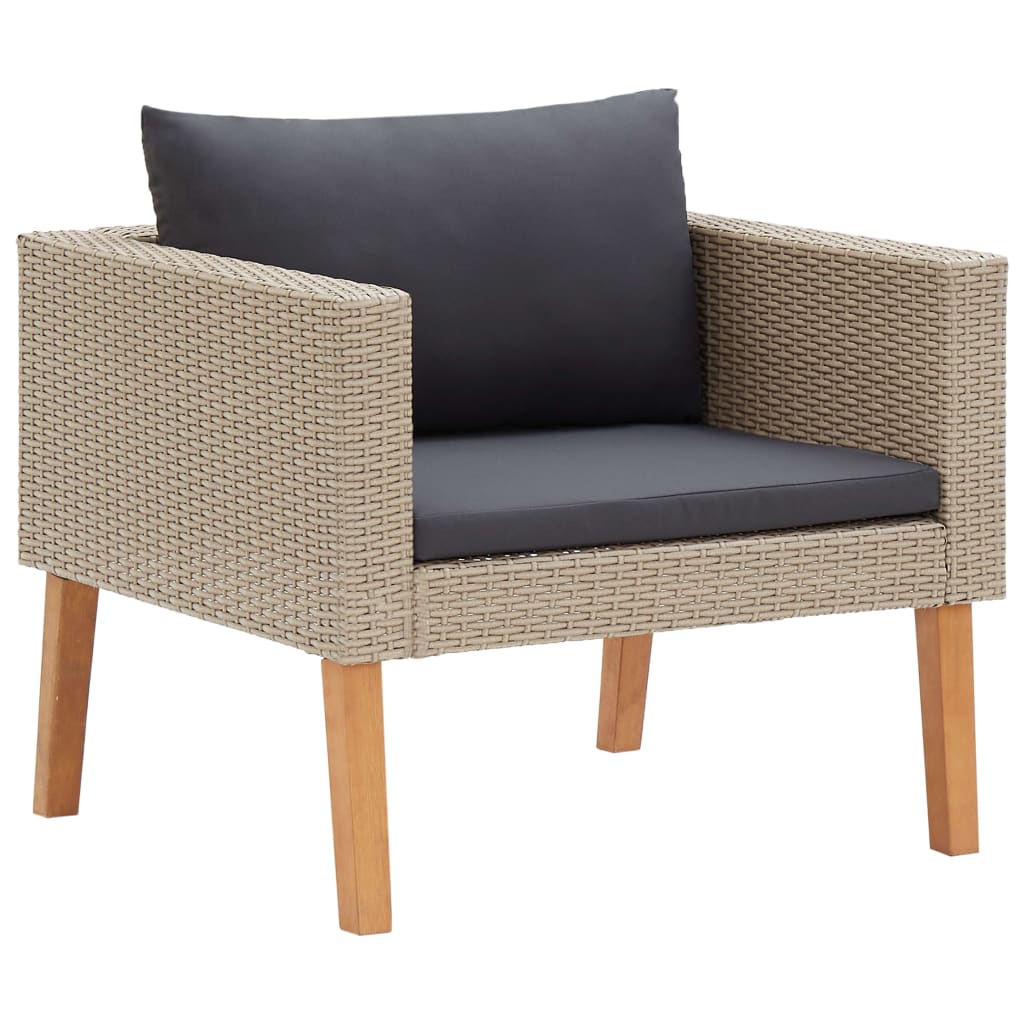 vidaXL Salon de jardin 4 pcs avec coussins résine tressée beige