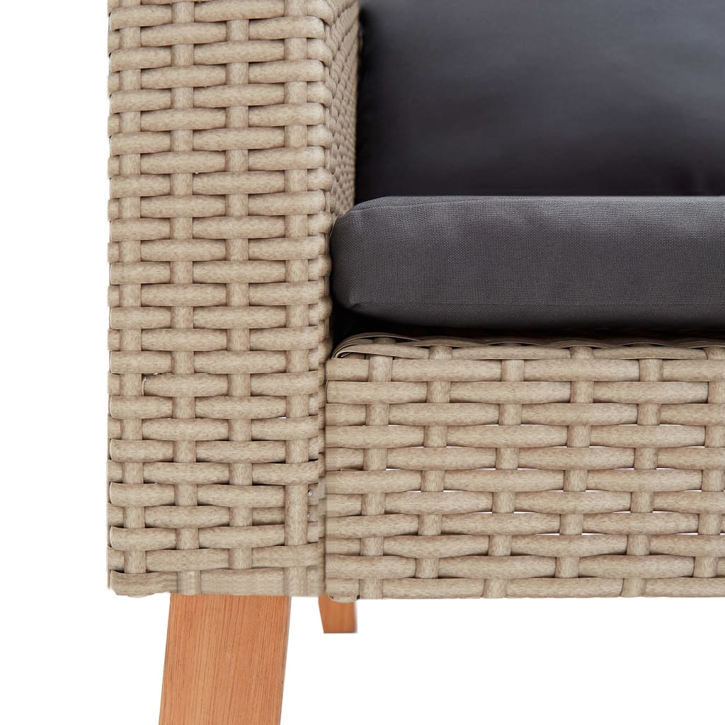 vidaXL Salon de jardin 4 pcs avec coussins résine tressée beige