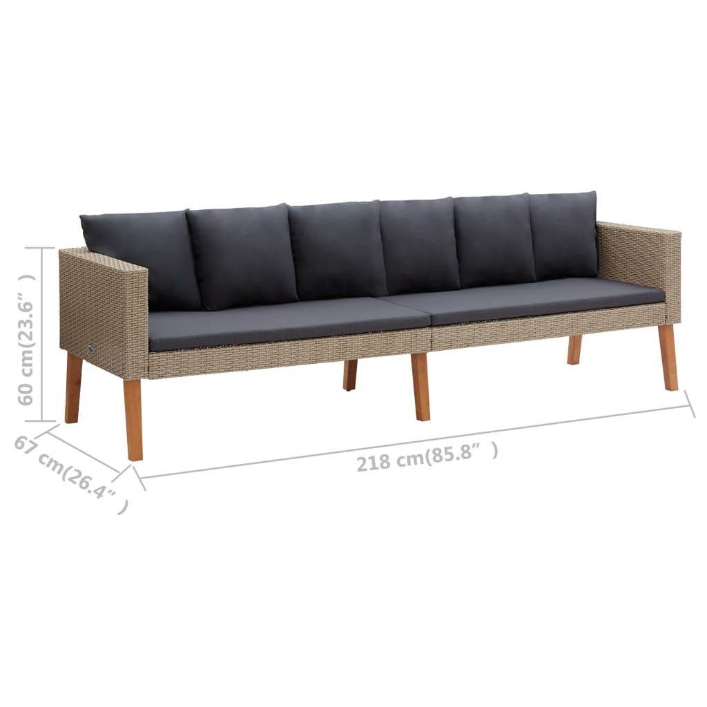vidaXL Salon de jardin 4 pcs avec coussins résine tressée beige