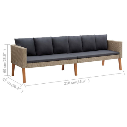 vidaXL Salon de jardin 4 pcs avec coussins résine tressée beige