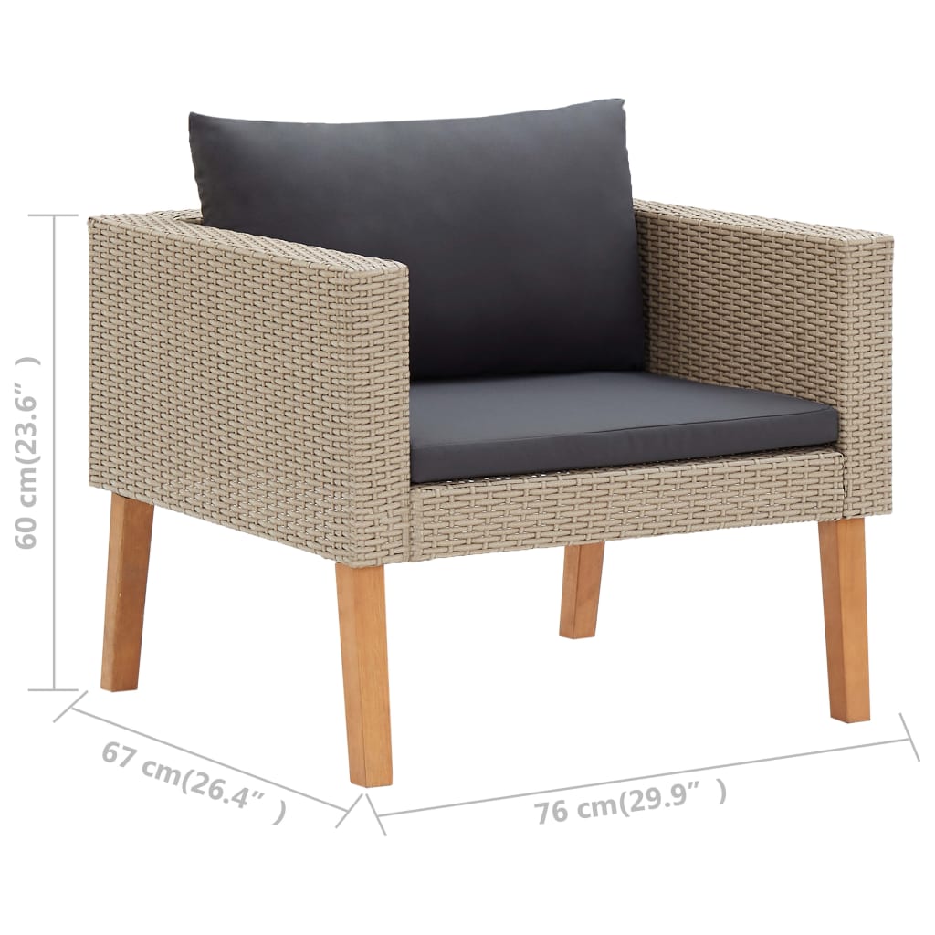 vidaXL Salon de jardin 4 pcs avec coussins résine tressée beige