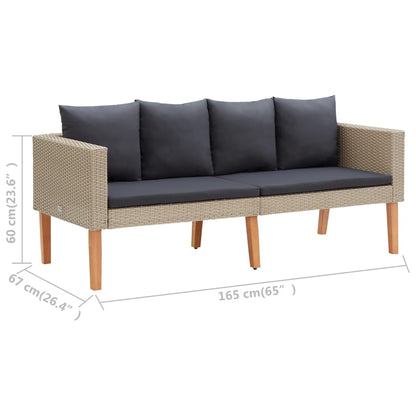 vidaXL 4-tlg. Garten-Lounge-Set mit Auflagen Poly Rattan Beige