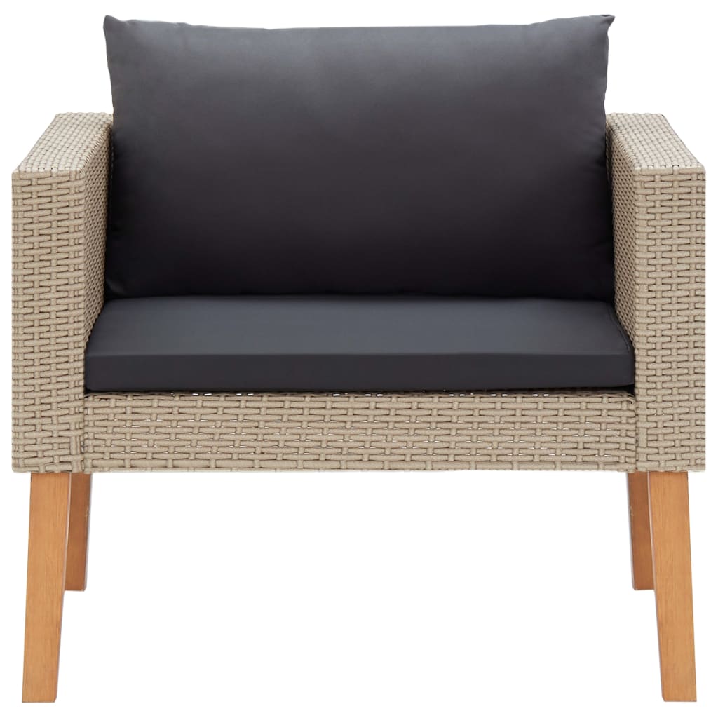 vidaXL 4-tlg. Garten-Lounge-Set mit Auflagen Poly Rattan Beige