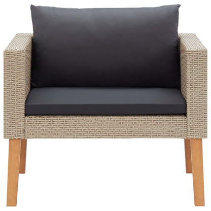 vidaXL 4-tlg. Garten-Lounge-Set mit Auflagen Poly Rattan Beige