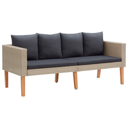 vidaXL 4-tlg. Garten-Lounge-Set mit Auflagen Poly Rattan Beige