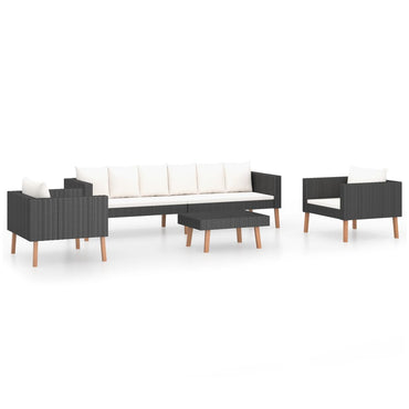 vidaXL Salon de jardin 4 pcs avec coussins résine tressée noir
