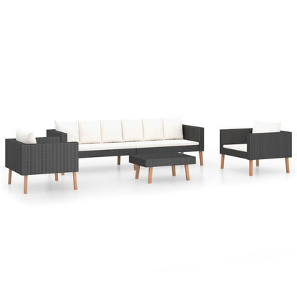 vidaXL Salon de jardin 4 pcs avec coussins résine tressée noir