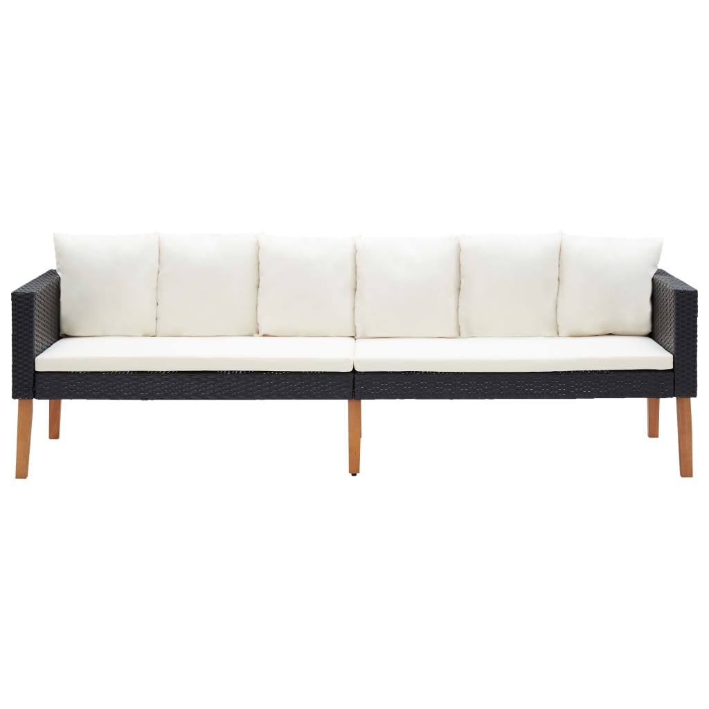 vidaXL Salon de jardin 4 pcs avec coussins résine tressée noir