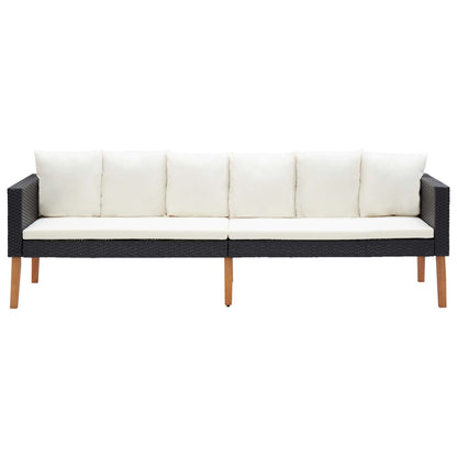 vidaXL Salon de jardin 4 pcs avec coussins résine tressée noir