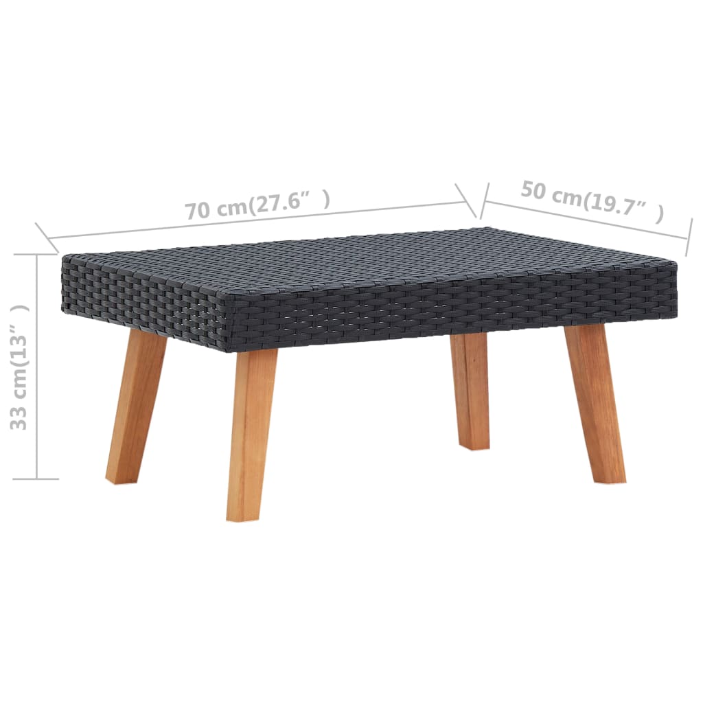 vidaXL Salon de jardin 4 pcs avec coussins résine tressée noir