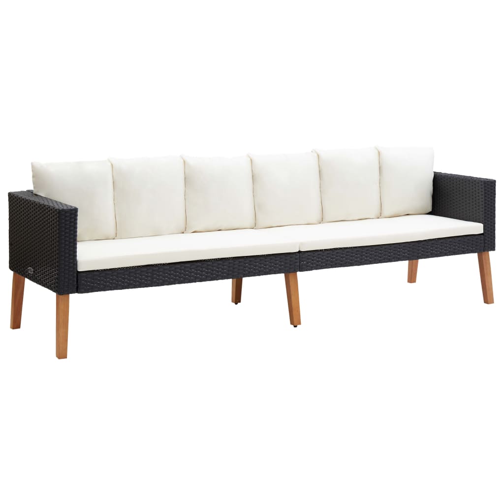 vidaXL Salon de jardin 4 pcs avec coussins résine tressée noir