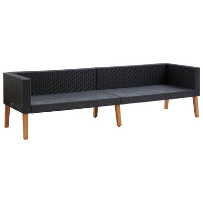 vidaXL Salon de jardin 4 pcs avec coussins résine tressée noir