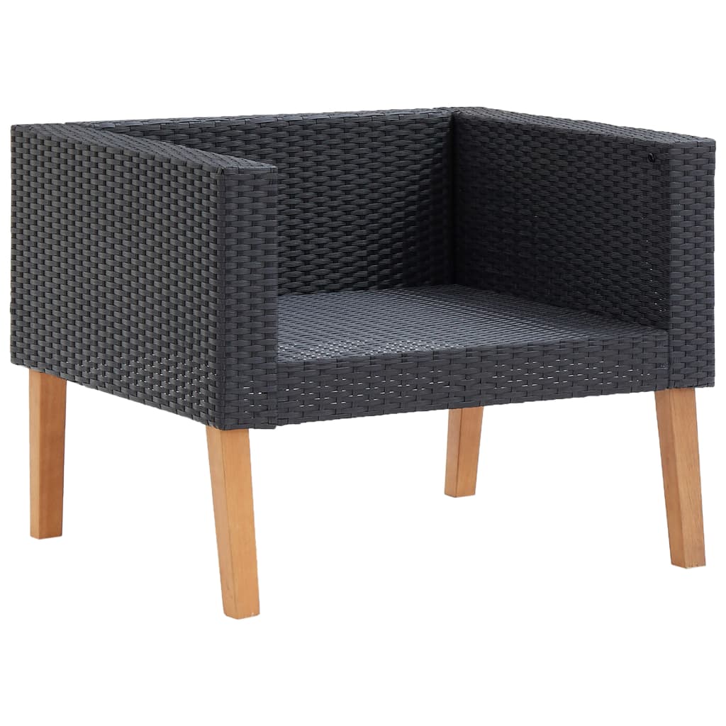vidaXL Salon de jardin 4 pcs avec coussins résine tressée noir