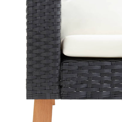vidaXL Salon de jardin 4 pcs avec coussins résine tressée noir