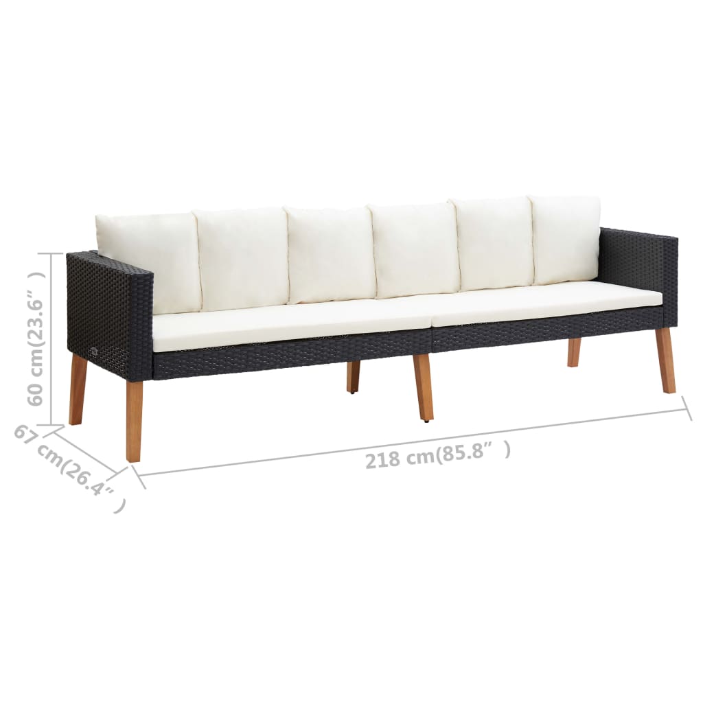 vidaXL Salon de jardin 4 pcs avec coussins résine tressée noir