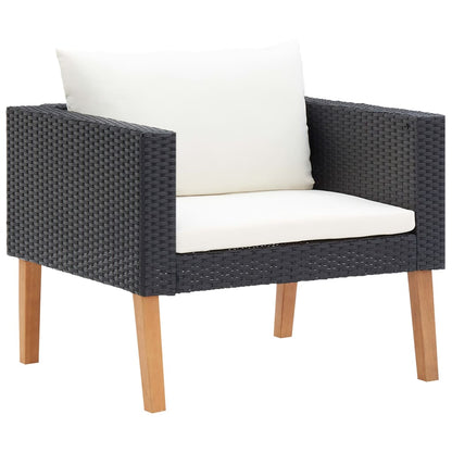 vidaXL Salon de jardin 4 pcs avec coussins résine tressée noir