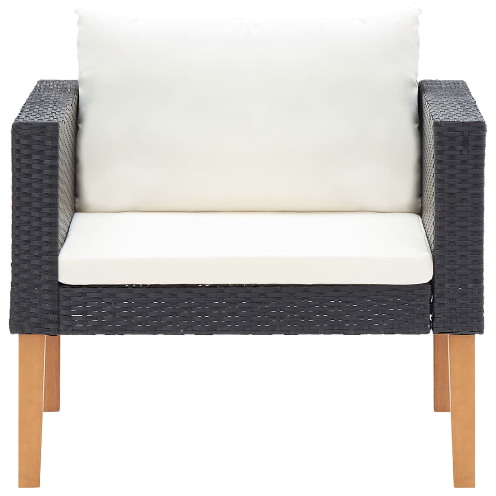 vidaXL Salon de jardin 4 pcs avec coussins résine tressée noir