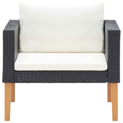 vidaXL Salon de jardin 4 pcs avec coussins résine tressée noir