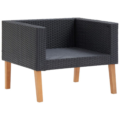 vidaXL Salon de jardin 4 pcs avec coussins résine tressée noir