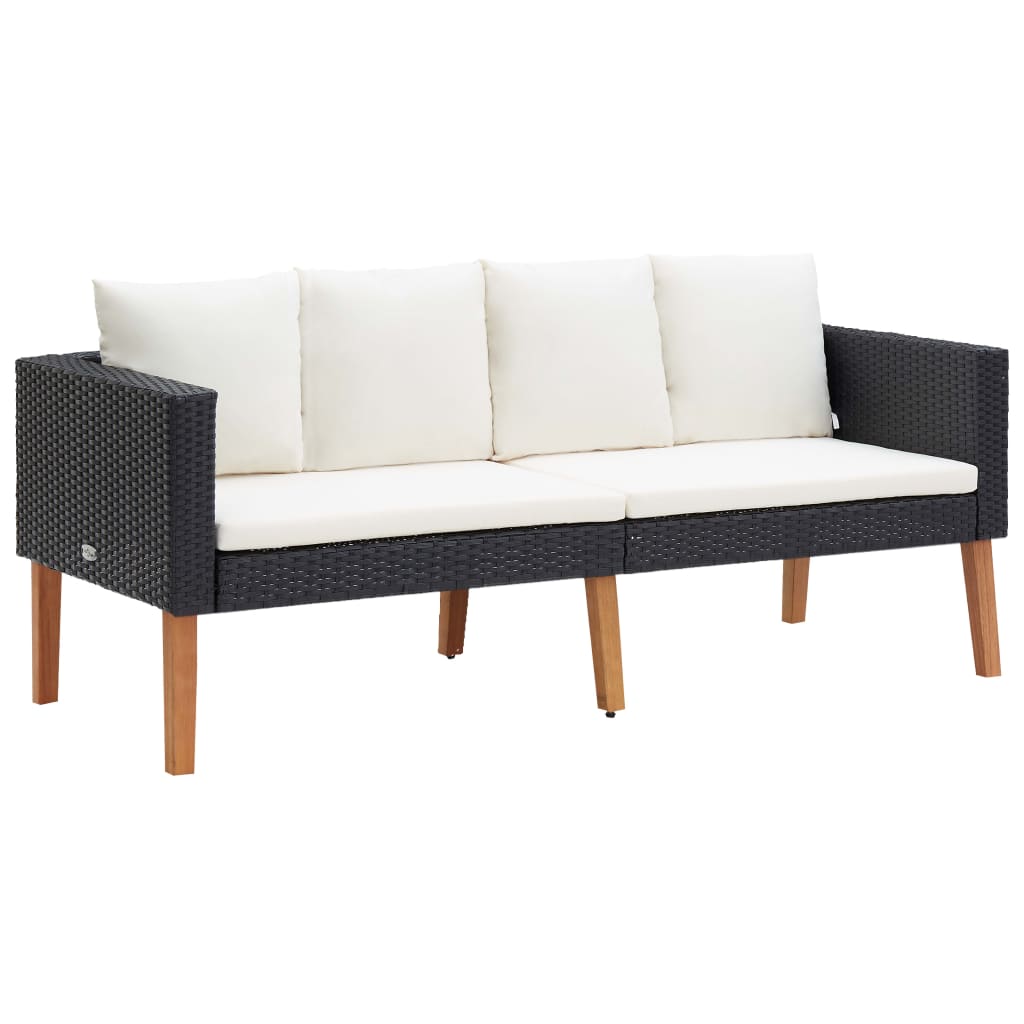 vidaXL Salon de jardin 4 pcs avec coussins résine tressée noir