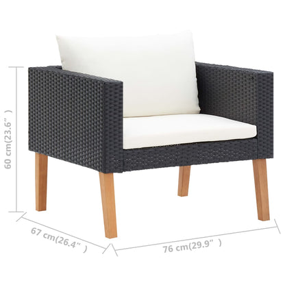 vidaXL Salon de jardin 4 pcs avec coussins résine tressée noir
