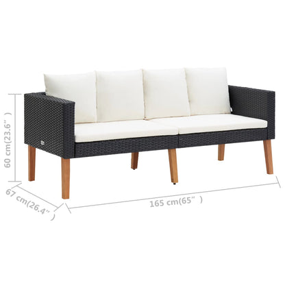 vidaXL Salon de jardin 4 pcs avec coussins résine tressée noir