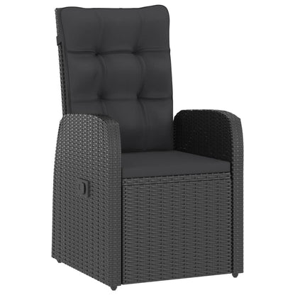 vidaXL 5-tlg. Garten-Essgruppe mit Auflagen Poly Rattan Schwarz
