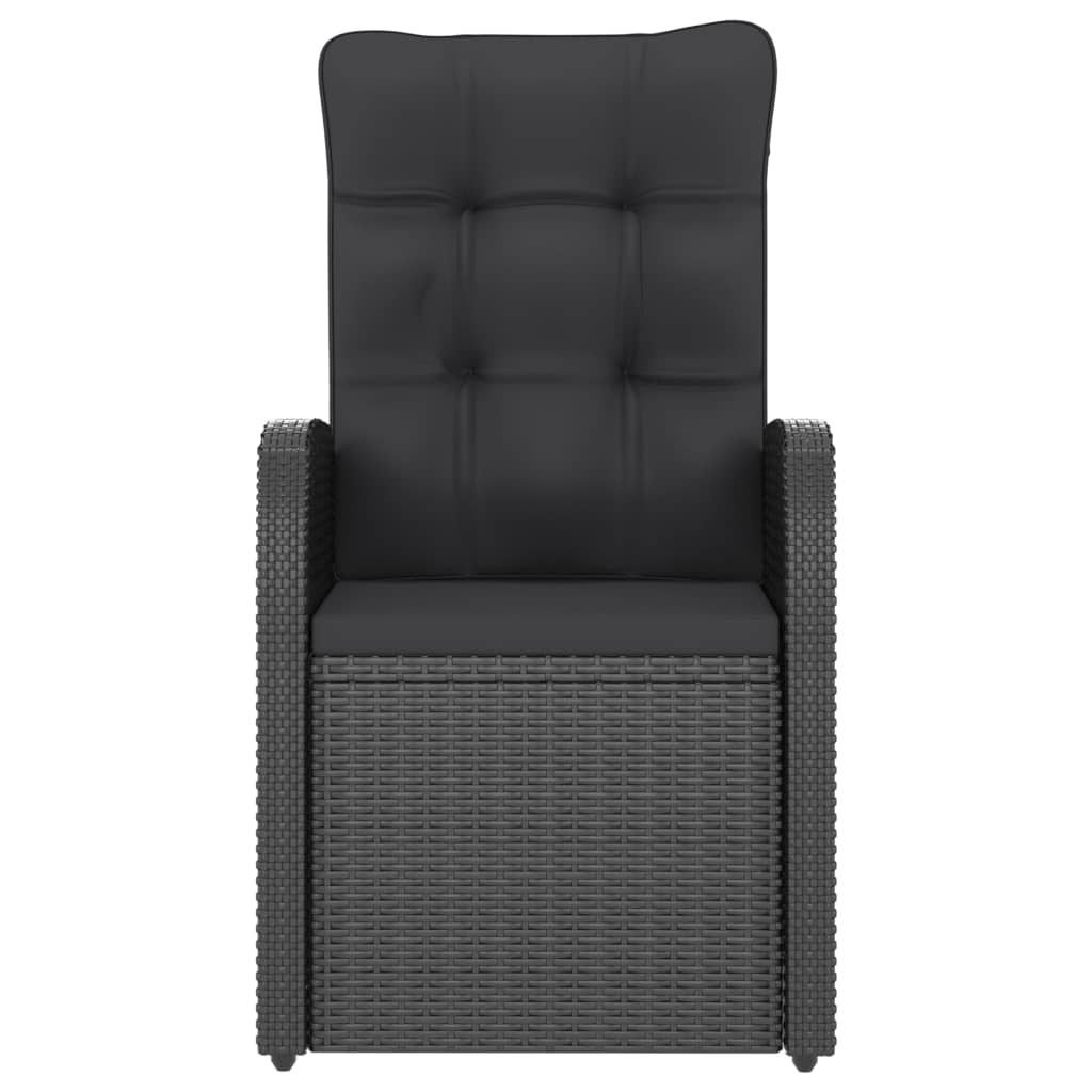 vidaXL 5-tlg. Garten-Essgruppe mit Auflagen Poly Rattan Schwarz
