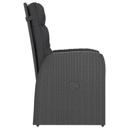 vidaXL 5-tlg. Garten-Essgruppe mit Auflagen Poly Rattan Schwarz