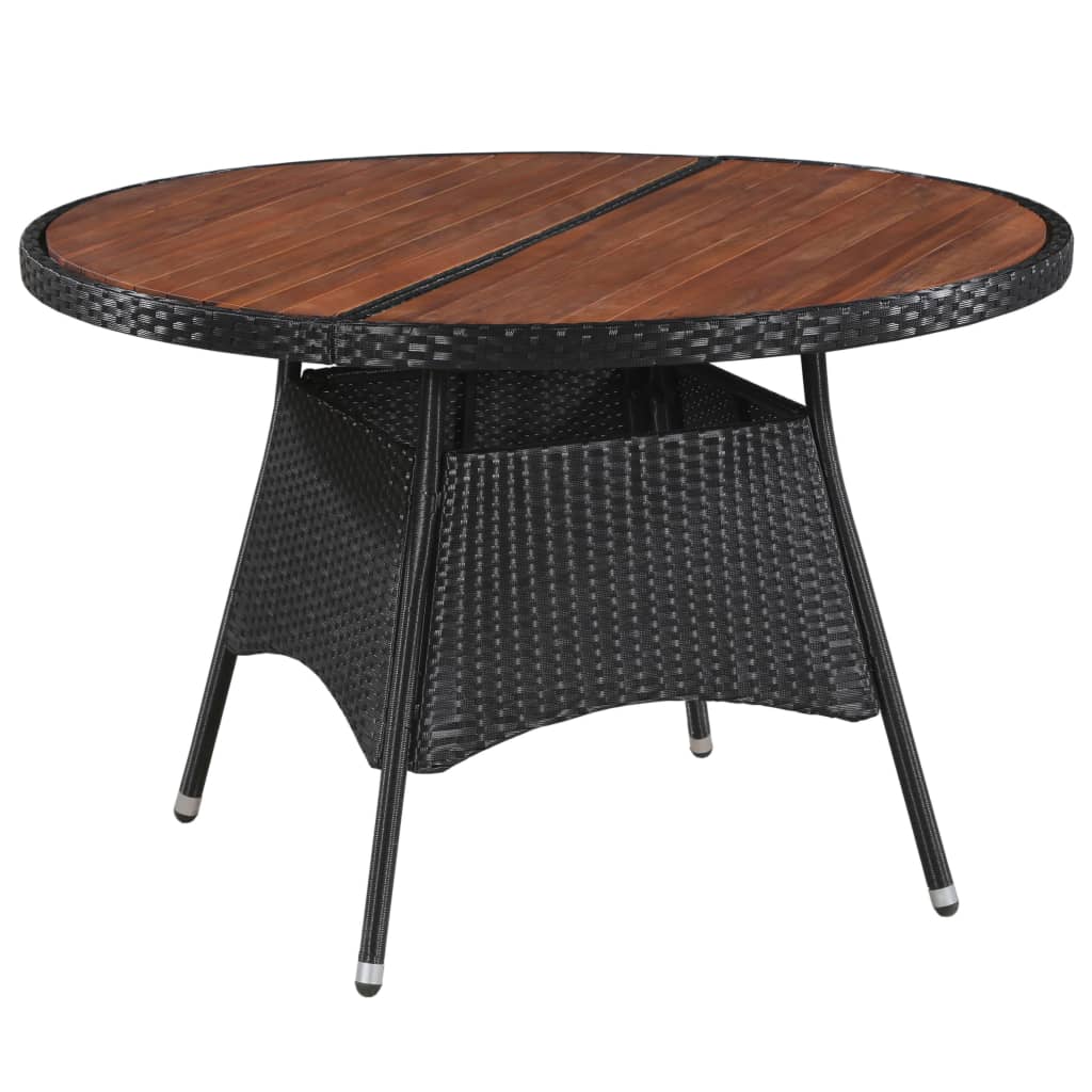vidaXL 5-tlg. Garten-Essgruppe mit Auflagen Poly Rattan Schwarz