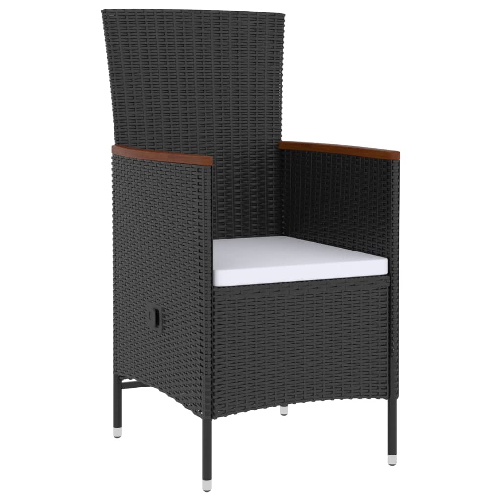 vidaXL Ensemble de salle à manger de jardin 5 pcs avec coussins résine tressée noir